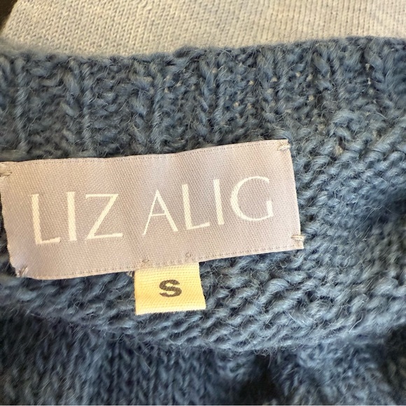 Liz Alig Women’s Small Chunky Nepali Wool Button Cardigan Sweater Blue - Picture 7 of 9